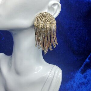 Vintage boho hand beaded tassel drop earrings with felt backing